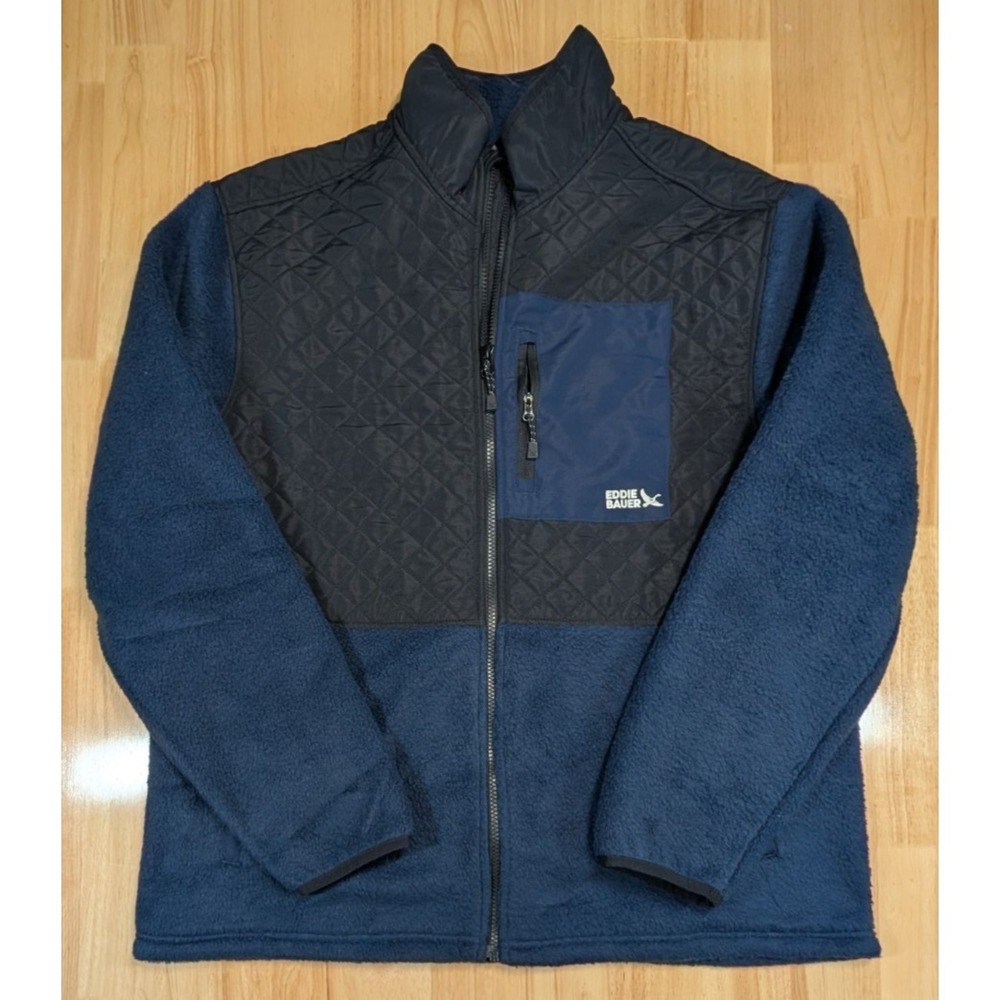 Eddie Bauer Fleece Jacket Mens‎ L NWT Mixed Media Full Zip Blue